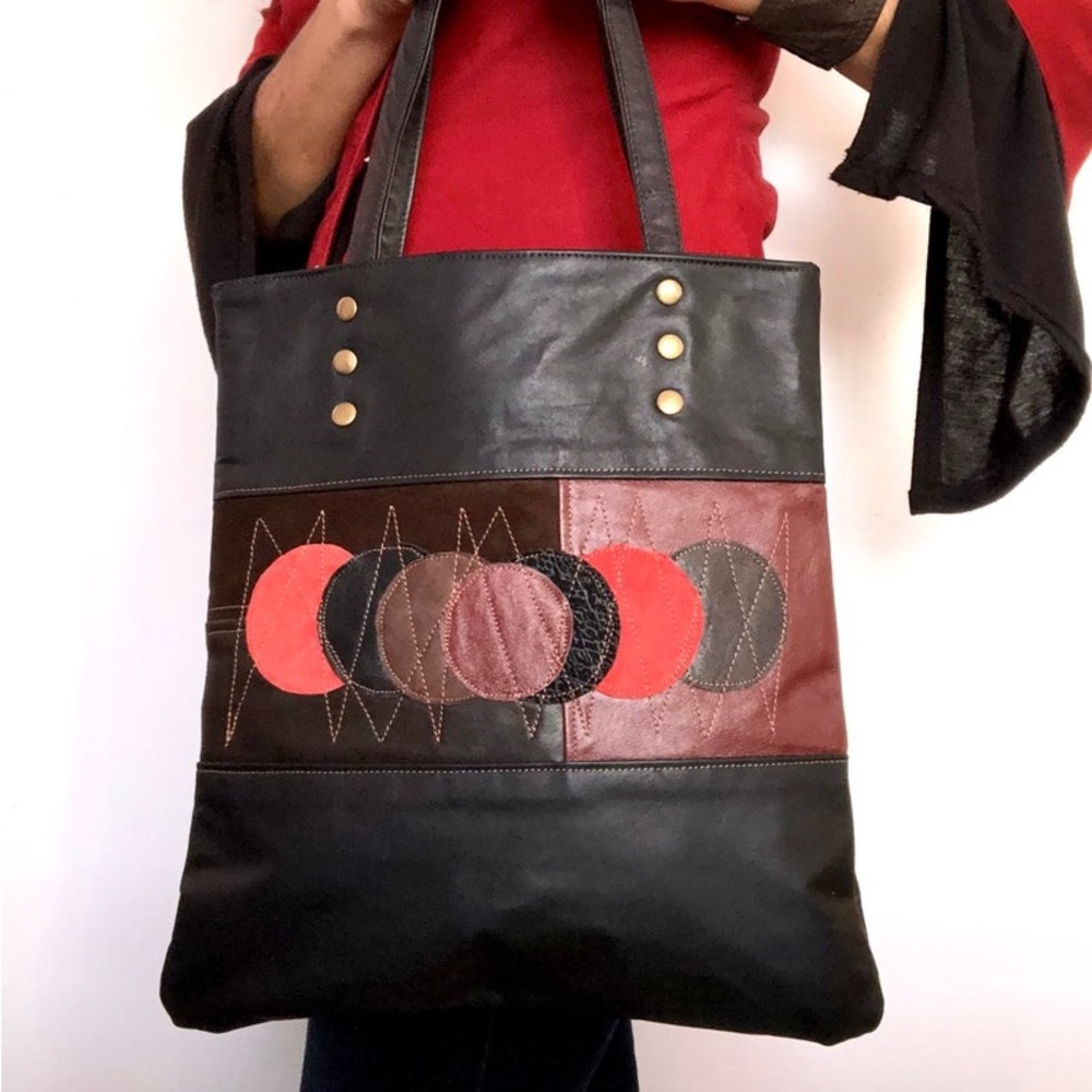 Decorated Leather Handbag Cindymarycollections Li… - image 1